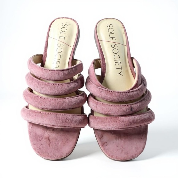 Sole Society Pink‎ Suede Strappy Slide Sandals Size 7.5 - Picture 1 of 5